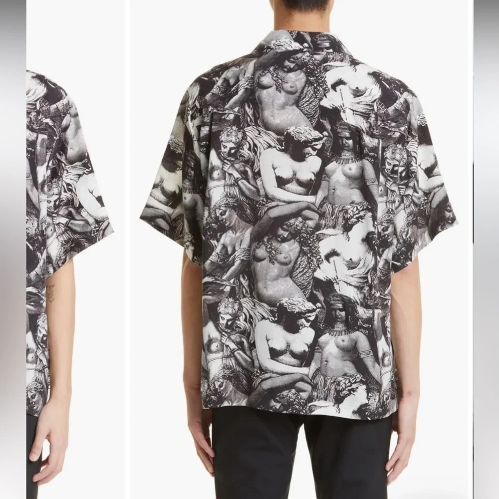 New Undercover Statue Print Short Sleeve Button Up Shirt Mens Sz 5